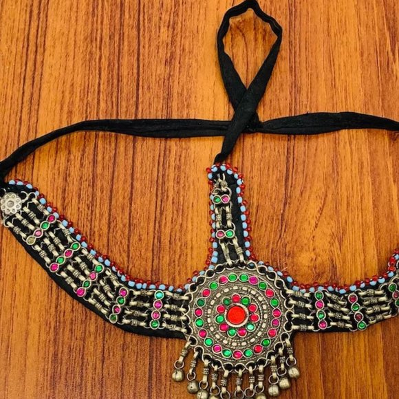 Afghan Multicolor Mathapatti, Tribal Kuchi Headpiece, Hair Jewelry main image 9